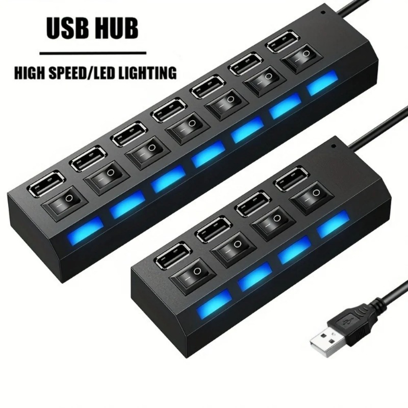 Laptop Accessories Productivity - Hub USB 2.0 com 4/7 Portas,