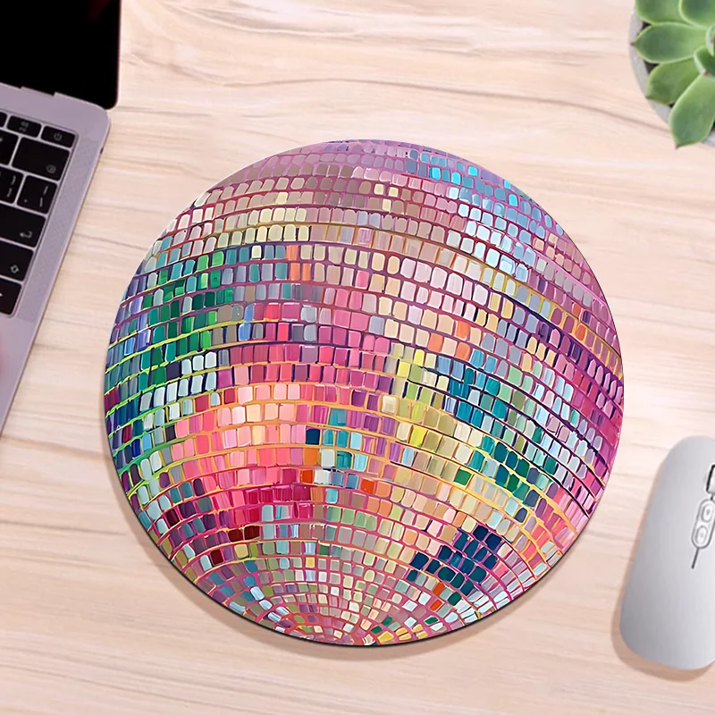 Laptop Accessories Productivity - Mouse Pad Redondo de Borracha Rosa