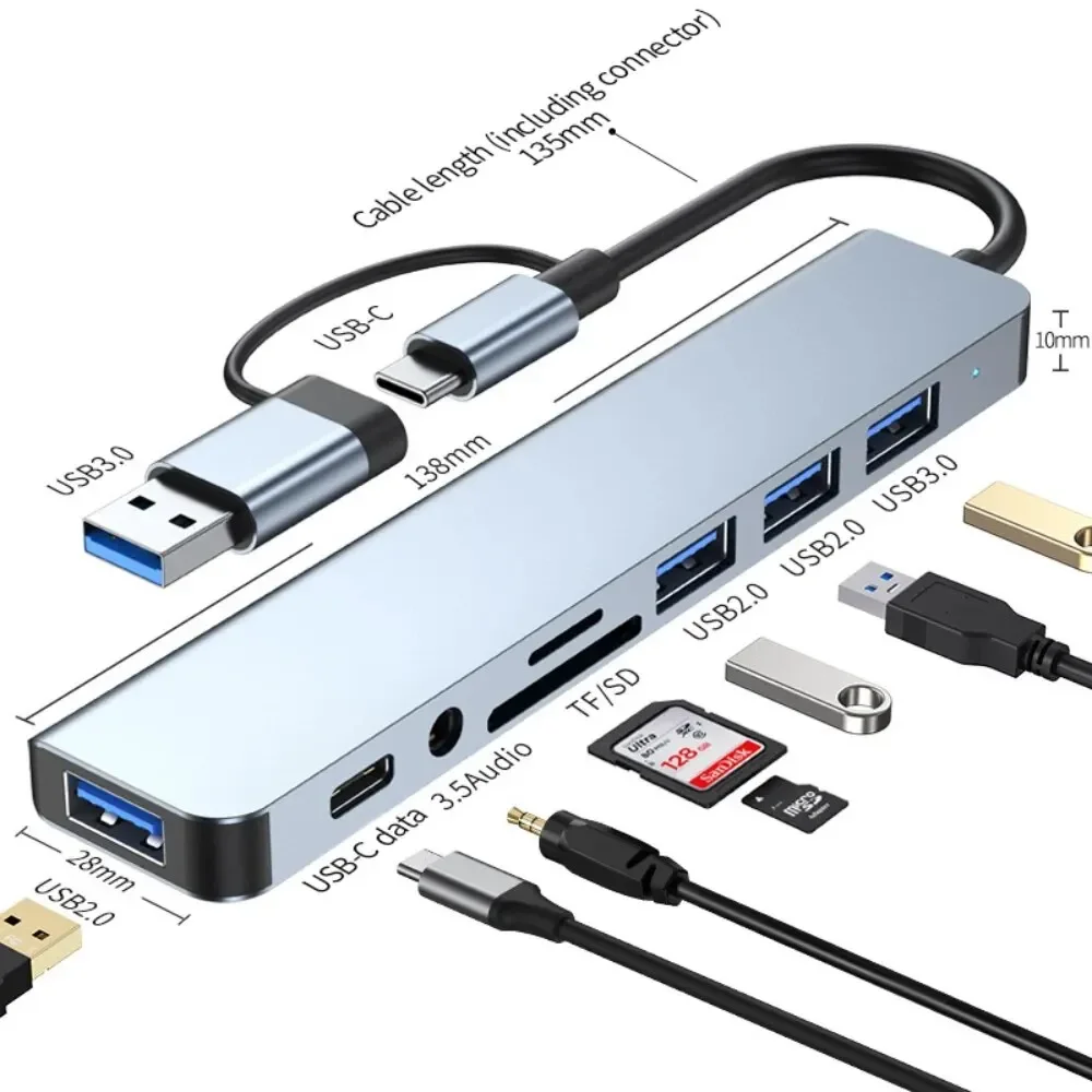Usb C Docking Hub - Hub 8 em 2 USB-C com