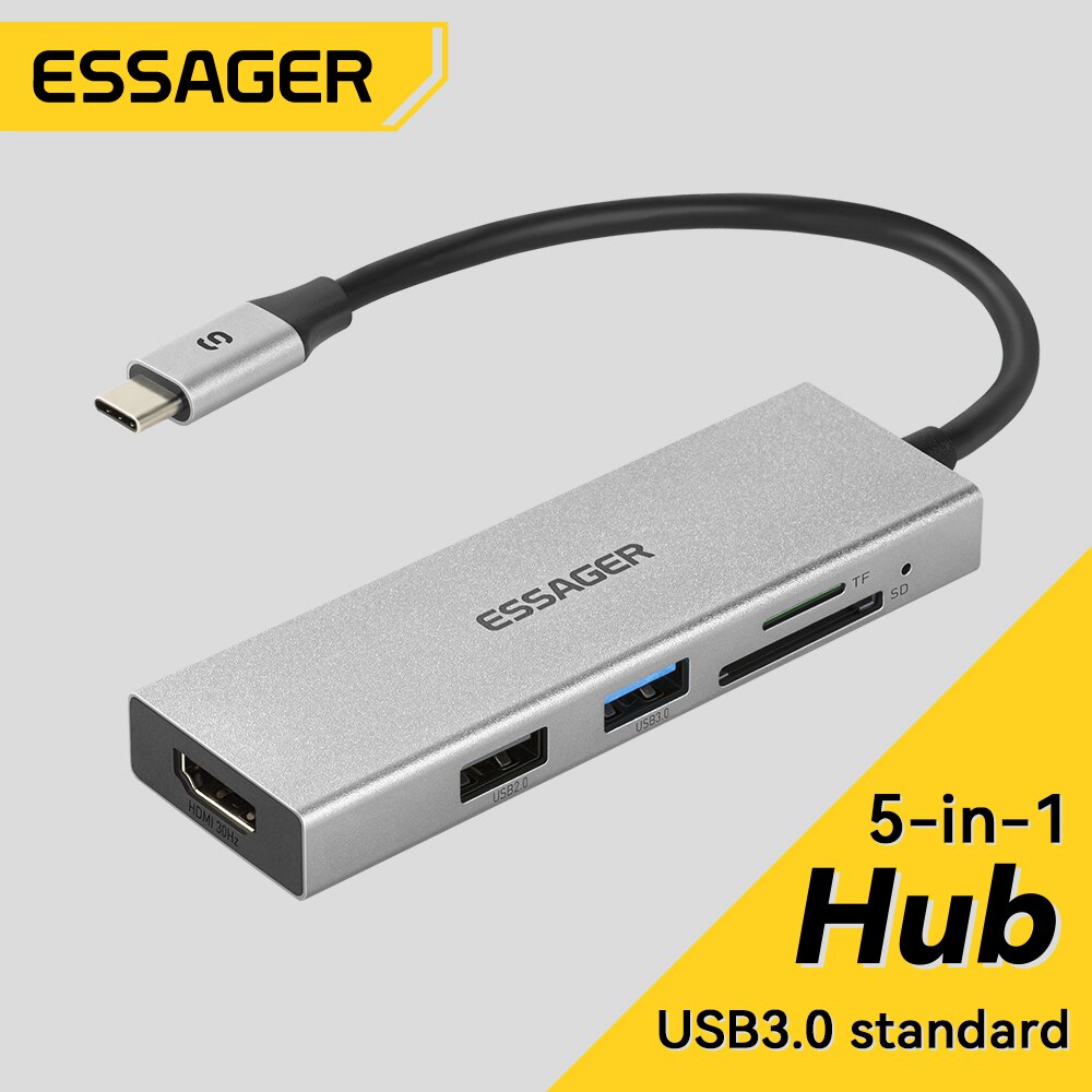 Essager 5 em 1 USB C HUB HDMI- - Usb C Docking Hub avaliação e preço