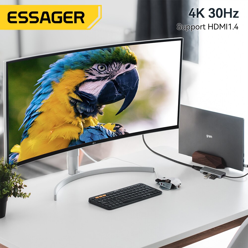 Essager 5 em 1 USB C HUB HDMI- - Usb C Docking Hub avaliação e preço