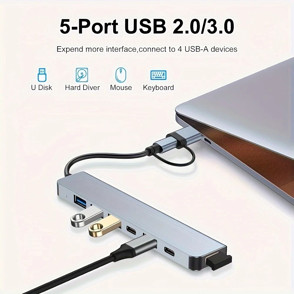 Hub USB3.0 2 em 1 com 7 Portas - Laptop Accessories Hub avaliação e preço